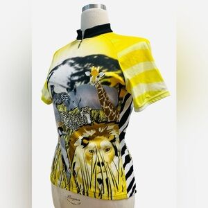 Vibrant Yellow Safari Print Women'’s cycling jersey